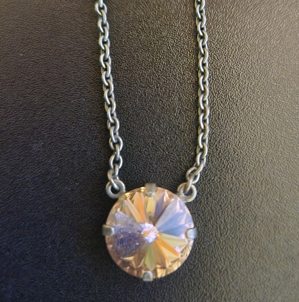 Sabika Silver Necklace with Sparkling Crystal Pendant